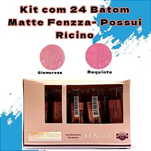 Box com 24 Batom Bala Matte Fenzza Efeito Óleo De Rícino - Cores 3 e 5