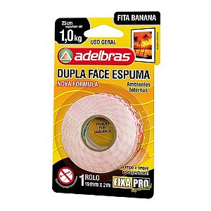 FITA DUPLA FACE ESPUMA 19mm x 2M - ADELBRAS