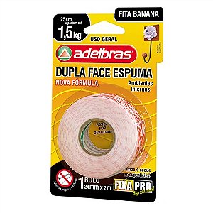 FITA DUPLA FACE ESPUMA 24mm x 2M - ADELBRAS
