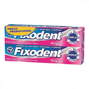 Creme Fixador de Dentaduras Fixodent Original 2 Unidades 68g Cada