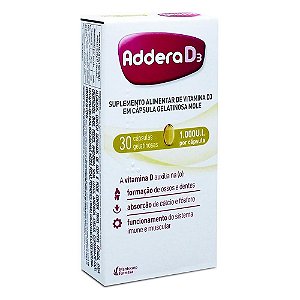 Suplemento Addera D3 1000UI 30 Cápsulas Gelatinosas Moles