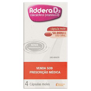 Addera D3 Cápsulas 50.000UI 4 Cápsulas Moles Mantecorp Farmasa