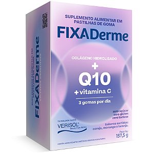 Suplemento Alimentar Fixa Derme Q10 + Vit. C Com 15 Sachês Com 3 Gomas Cada