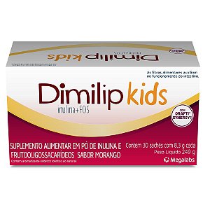 Suplemento Dimilip Kids Sabor Morango 30 Sachês De 8,3g Cada