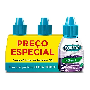 Kit Corega Fixador De Dentadura Em Pó Promopack Com 3 Unidades De 22g