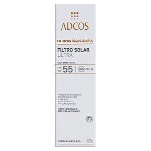 Protetor Solar Facial Gel Creme Adcos Ultra FPS55 Incolor 120g