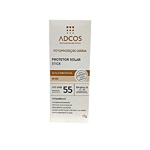 Protetor Solar Adcos Stick Alta Cobertura FPS55 Beige 17g