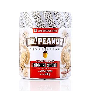 Pasta De Amendoim Dr. Peanut Power Cream Sabor Chococo Branco Com Whey Protein Pote 600g