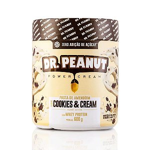 Pasta De Amendoim Dr. Peanut Power Cream Sabor Cookies & Cream Com Whey Protein Pote 600g