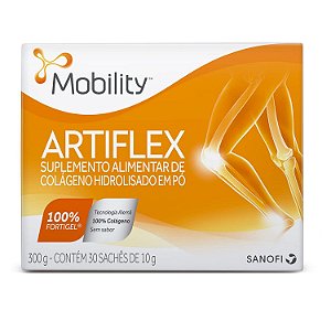 Suplemento Alimentar De Colágeno Hidrolisado Em Pó Mobility Artiflex Sem Sabor Com 30 Sachês De 10g Cada