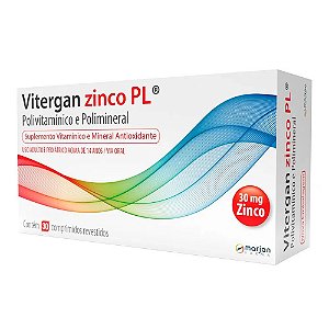 Suplemento Alimentar Vitergan Zinco PL 30 Comprimidos Revestidos