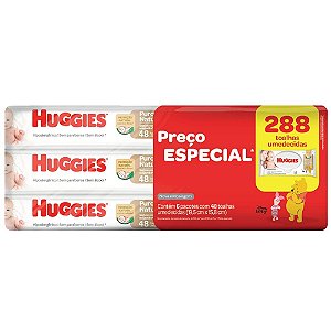 Pack Promocional Huggies Disney Baby Puro e Natural Com 6 Pacotes Com 48 Toalhas Umedecidas