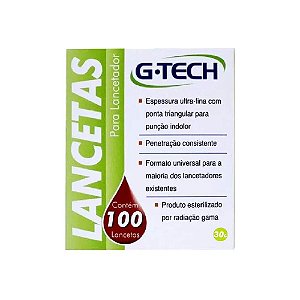 Lancetas Para Lancetador G-Tech 30G Formato Universal 100 Unidades