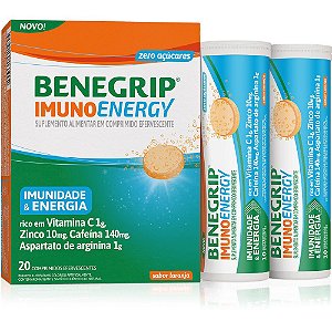Suplemento Alimentar Benegrip Imuno Energy Sabor Laranja 20 Comprimidos Efervescentes