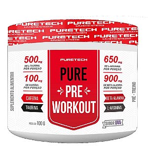Suplemento Alimentar Em Pó Puretech Pure Pre Workout Sabor Uva 100g