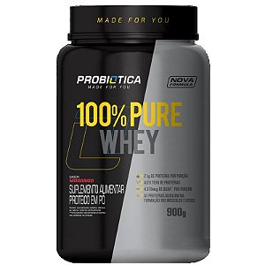 Suplemento Probiótica 100% Pure Whey Sabor Morango Pote 900g