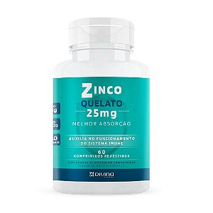 Suplemento Zinco Quelato 25mg 60 Comprimidos Revestidos