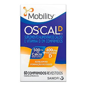 Supleneto Alimentar Mobility Os-cal D 500mg de Cálcio  + 400UI Vitamina D 60 Comprimidos Revestidos