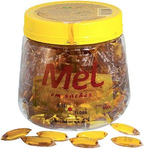 Mel Puro Apis Flora Pote De 900g Com Sachês De 4g Cada