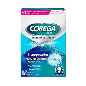 Pastilhas de Limpeza Corega Tabs Branqueador 30 Pastilhas Efervescentes