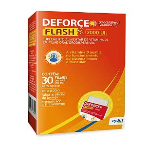 Suplemento Alimentar Deforce Flash 2.000UI Sabor Laranja 30 Filmes Orodispersiveis