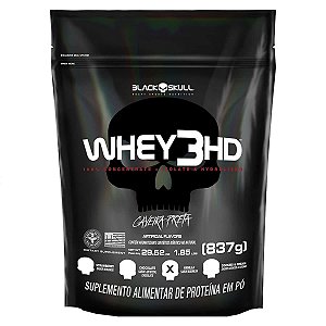 Suplemento Alimentar Em Pó Black Skull Whey 3HD Sabor Baunilha Refil 837g