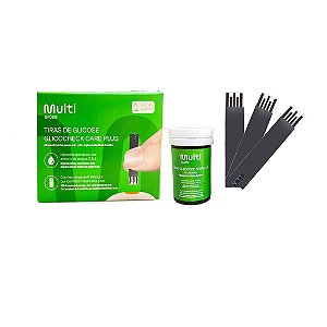 Tiras De Glicose Multi Saúde Glicocheck Care Plus HC489 50 Tiras Reagentes