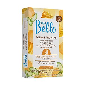 Folha Pronta Para Depilação Corporal Depil Bella Mel Com Aloe-Vera 16 Unidades