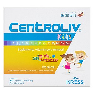 Suplemento Alimentar Kress Centroliv Kids Sabor Pink Lemonade 30 Comprimidos Mastigáveis