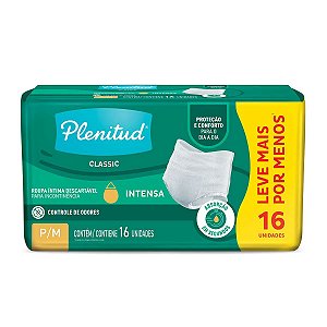 Roupa Íntima Descartável Plenitud Classic Tamanho P/M Pacote 16 Unidades