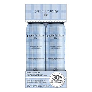 Kit Desodorante Aerossol Antiperspirante Jato Seco Giovanna Baby Blue 2 Unidades De 150ml Cada