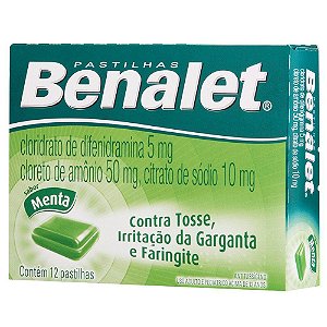 Benalet 5mg + 50mg + 10mg 12 Pastilhas, Sabor Menta