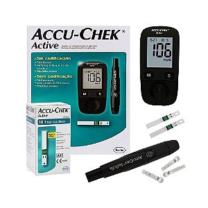 Kit Monitor De Glicemia Accu-Chek Active Com 10 Tiras-Teste
