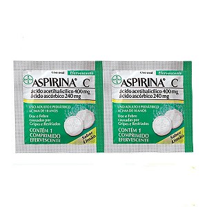 Aspirina C 400mg + 240mg Envelope com 2 Comprimidos Efervescentes Sabor Limão