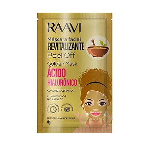 Máscara Facial Revitalizante Raavi Golden Mask Ácido Hialurônico Peel Off Sachê 8g