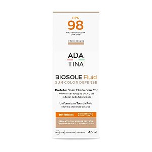 Protetor Solar Facial Ada Tina Biosole Fluid Sun Color Defense FPS 98 - Cor Médio Escuro 40ml