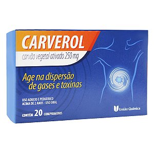 Carverol Carvão vegetal Ativado 250mg 20 Comprimidos