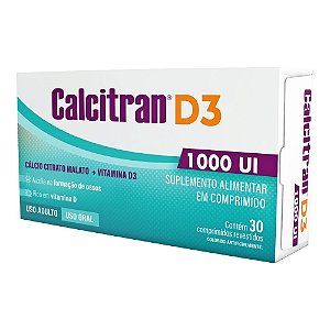 Suplemento Alimentar Calcitran D3 1000UI 30 Comprimidos Revestidos