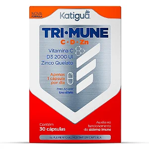 Suplemento Alimentar Katiguá Tri-Mune C-D-Zn 30 Cápsulas