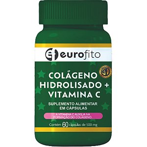 Suplemento Alimentar Colágeno Hidrolisado + Vitamana C EuroFito 60 Cápsulas