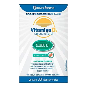 Suplemento Alimentar Vitamina D3 2.000UI 30 Cápsulas Moles