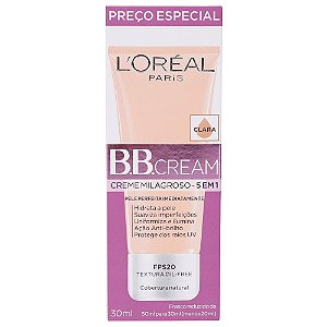 BB Cream L'Oréal FPS 20 Creme Milagroso - 5 em 1 Clara 50mL