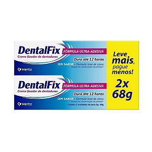 Creme Fixador de Dentadura Dentalfix Sem Sabor Promopack Com 2 Unidades de 68g Cada
