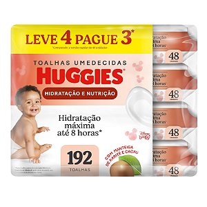 Promopack Huggies Toalhas Umidecidas Hidratação E Nutrição 4 Unidades Com 48 Toalhas Cada