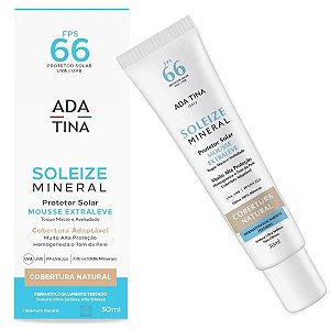 Protetor Solar AdaTina Soleize Mineral FPS66 Cobertura Natural 30ml