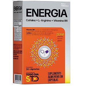 Suplemento Alimentar STD Energia Cafeína + L-Arginina + Vitamina B6 Katiguá 30 Cápsulas