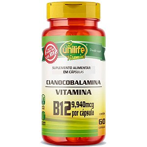 Suplemento Alimentar Cianocobalamina Vitamina B12 60 Cápsulas