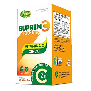Suplemento Alimentar Suprem C 1000 Vitamina C + Zinco Unilife 30 Cápsulas