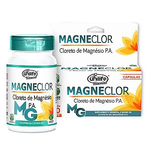 Suplemento Alimentar Magneclor Cloreto de Magnésio P.A. Unilife 60 Cápsulas