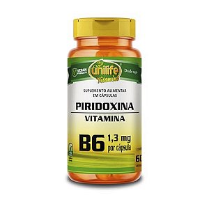 Suplemento Alimentar Vitamina B6 1,3mg Piridoxina Unilife 60 Cápsulas